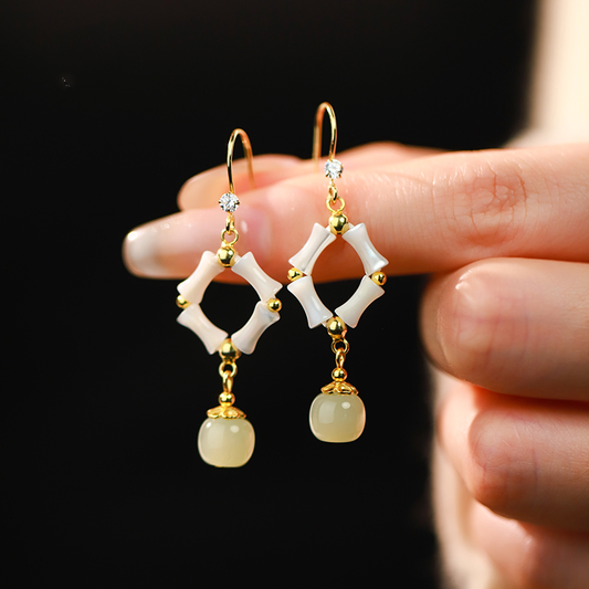 White-lipped Pearl and Jade Earrings