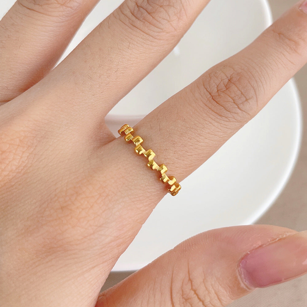 Gold Titanium Steel Link Stackable Rings - Minimalist & Shower Safe